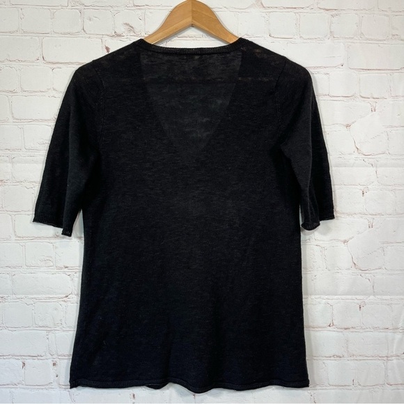 Eileen Fisher Linen Cardigan Womens Size PP Black V Neck Short Sleeve - Picture 7 of 8